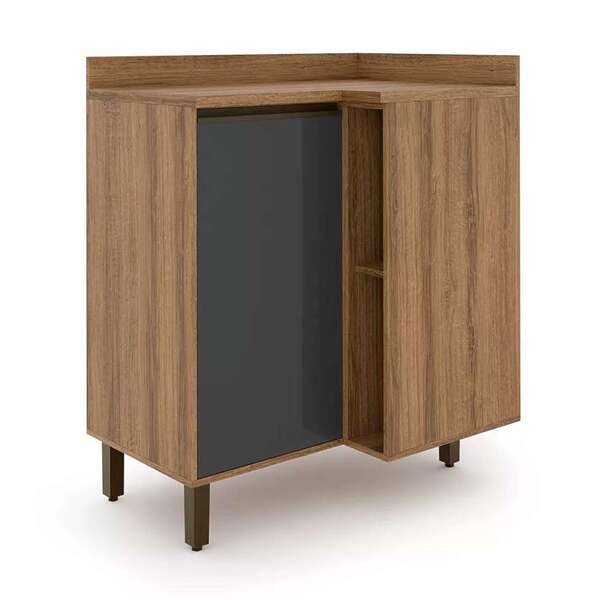 Balcão De Cozinha Com Tampo Confort 1 Pt Cinamomo E Grafite