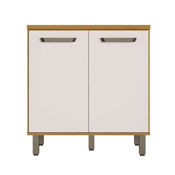 Balcão De Cozinha Com Tampo Criare 2 Pt Freijó E Off White