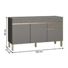 Balcão De Cozinha Com Tampo E 3 Portas Durham Gris