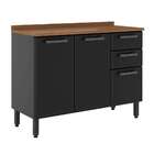 Balcão De Cozinha Com Tampo Estilo 3 Pt 2 Gv Grafite