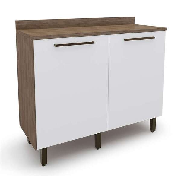 Balcão De Cozinha Com Tampo Evolution 2 Pt Tannat E Branco