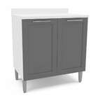 Balcão De Cozinha Com Tampo Fettuccini 2 Pt Branco E Cinza