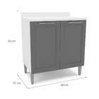 Balcão De Cozinha Com Tampo Fettuccini 2 Pt Branco E Cinza