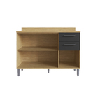 Balcão De Cozinha Com Tampo Gaia Casamia - Louro Freijó E Gra