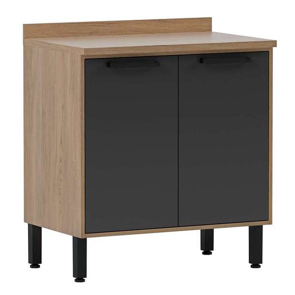 Balcão De Cozinha Com Tampo Jasmim 2 Pt Aveiro E Grafite