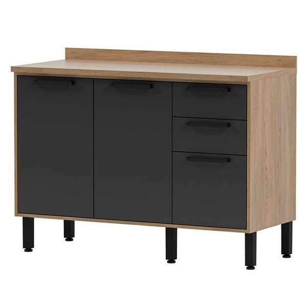 Balcão De Cozinha Com Tampo Jasmim 3 Pt 2 Gv Aveiro E Grafite