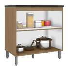 Balcão De Cozinha Com Tampo Lyon 2 Pt Carvalho E Grafite