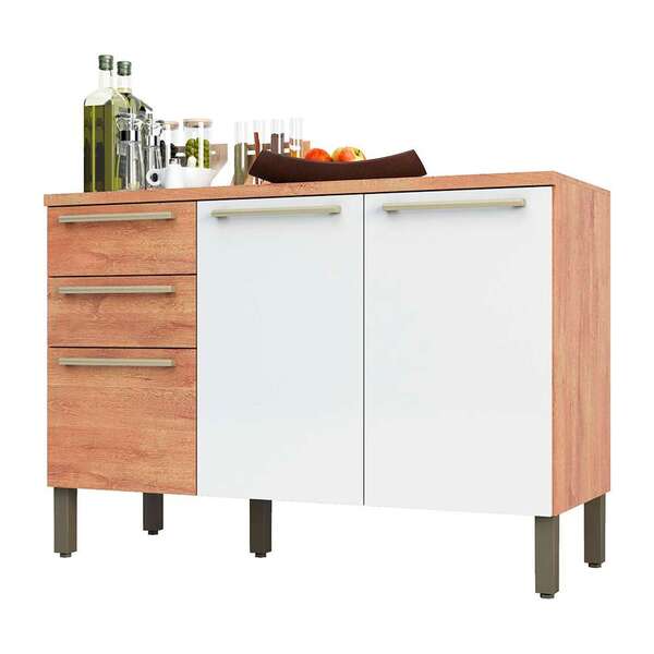 Balcão De Cozinha Com Tampo Napoli Prime 3 Pt 2 Gv Castanho E