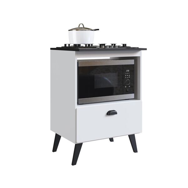 Balcão De Cozinha Com Tampo Para Cooktop Bogotá 1 Pt Branco