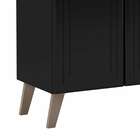 Balcão De Cozinha Com Tampo Rubi 3 Pt Preto E Nogueira