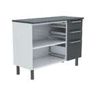 Balcão De Cozinha Com Tampo Verona Ii 2 Pt 3 Gv Cinza