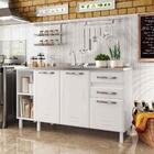 Balcão De Cozinha De Aço Gabinete Para Pia 3 Portas 2 Gavetas