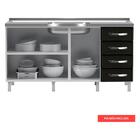 Balcão De Cozinha De Aço Quádruplo Sem Tampo Para Pia 160cm C