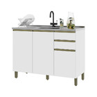 Balcão De Cozinha Dinamarca 120cm 3 Portas E 2 Gavetas Sem Ta