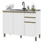 Balcão De Cozinha Dinamarca 120cm 3 Portas E 2 Gavetas Sem Ta