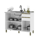 Balcão De Cozinha Dinamarca 120cm 3 Portas E 2 Gavetas Sem Ta