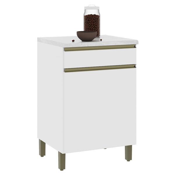 Balcão De Cozinha Dinamarca 60,7cm 1 Porta E 1 Gaveta Com Tam