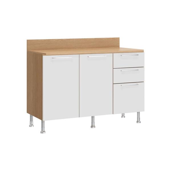 Balcão De Cozinha Ditália Aspen Com Tampo Carvalho Cd-171