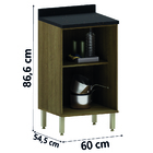 Balcão De Cozinha Duplo Com Tampo 2 Portas 0,60m Madeirado/mo