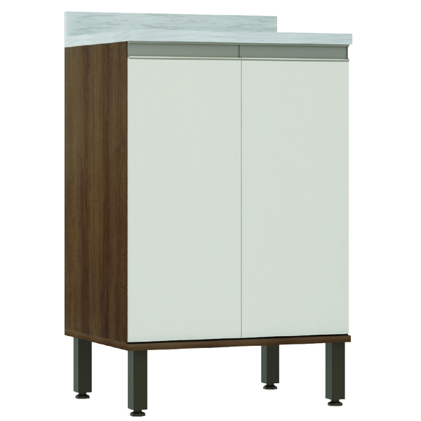 Balcão De Cozinha Duplo Com Tampo 2 Portas 0,70m Areia/madeir