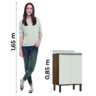 Balcão De Cozinha Duplo Com Tampo 2 Portas 0,70m Areia/madeir