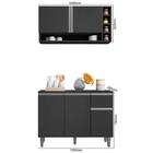 Balcão De Cozinha E Armário Aéreo Vanessa Cinza Fosco - Ajl M