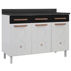 Balcão De Cozinha Em Aço Triplo Com Tampo 3 Portas 3 Gavetas