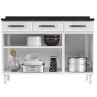 Balcão De Cozinha Em Aço Triplo Com Tampo 3 Portas 3 Gavetas