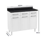 Balcão De Cozinha Em Aço Triplo Com Tampo Topázio  Branco