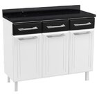 Balcão De Cozinha Em Aço Triplo Com Tampo Topázio  Branco/pre