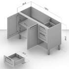 Balcão De Cozinha Fettucini 2 Pt 3 Gv Branco E Cinza