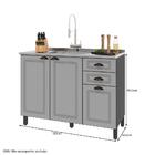 Balcão De Cozinha Firenze 120cm 3 Portas E 2 Gavetas Sem Tamp
