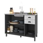 Balcão De Cozinha Firenze 120cm 3 Portas E 2 Gavetas Sem Tamp