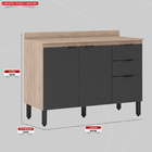 Balcão De Cozinha Firenze Com Tampo 3 Pt 2 Gv Avena E Grafito