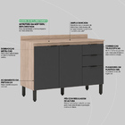 Balcão De Cozinha Firenze Com Tampo 3 Pt 2 Gv Avena E Grafito