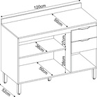 Balcão De Cozinha Firenze Com Tampo 3 Pt 2 Gv Avena E Grafito