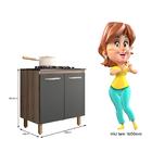 Balcão De Cozinha Fit 80 2 Portas Com Tampo Mdp Para Cooktop