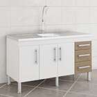 Balcão De Cozinha Flex 3 Pt 3 Gv Branco E Carvalho