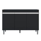 Balcão De Cozinha Gabinete Manu Preto 120 Cm Com Tampo