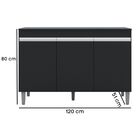 Balcão De Cozinha Gabinete Manu Preto 120 Cm Com Tampo