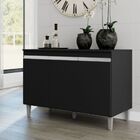 Balcão De Cozinha Gabinete Manu Preto 120 Cm Com Tampo