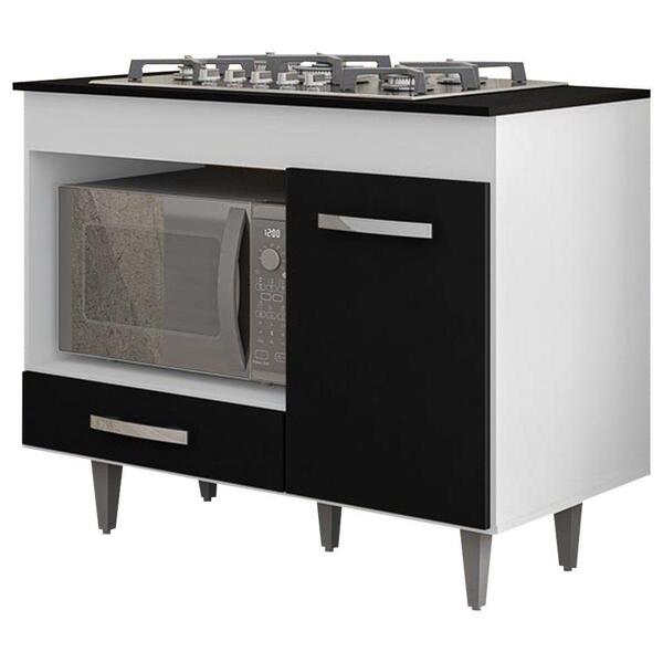 Balcão De Cozinha Gabinete Para Cooktop Londres Branco/preto
