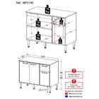 Balcão De Cozinha Gabinete Pia 105cm 3 Portas 1 Gaveta Siena