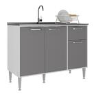 Balcão De Cozinha Gabinete Pia 105cm 3 Portas 1 Gaveta Siena