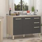 Balcão De Cozinha Gabinete Pia 120cm 3 Portas E 2 Gavetas Mul