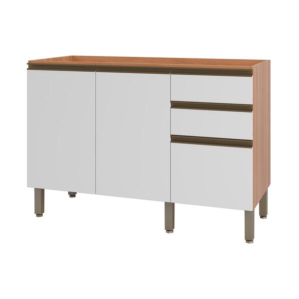 Balcão De Cozinha Gabinete Pia Com 2 Portas E 3 Gavetas 120cm