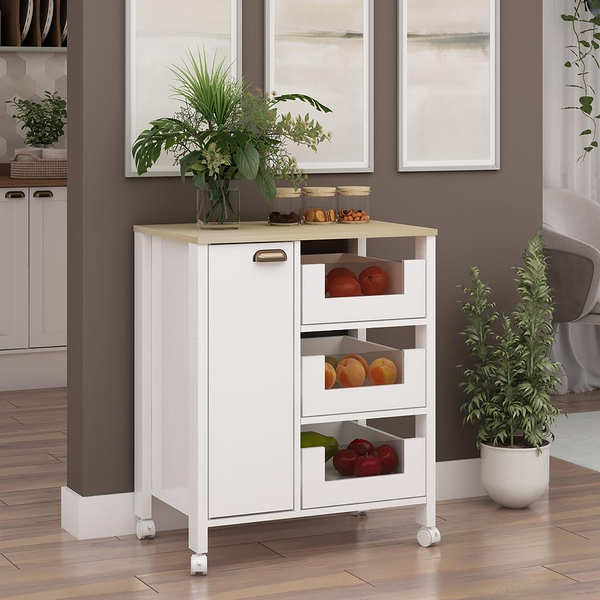 Balcão de Cozinha Genialflex 1 Porta 3 Gavetas Branco Savana