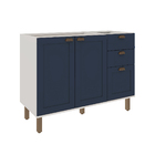 Balcão de Cozinha Genialflex Iluminata 120cm Sem Tampo br/az