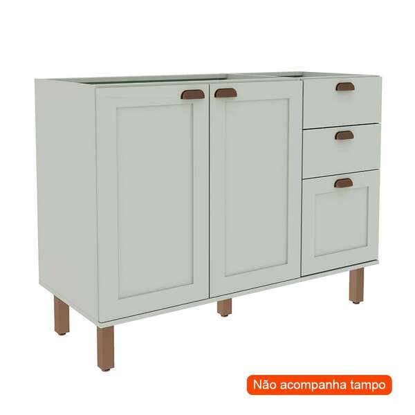 Balcão De Cozinha Iluminata 2 Pt 3 Gv Mint 120 Cm