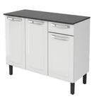 Balcão de Cozinha Itatiaia Aço 3 Portas 1 Gaveta Com Tampo Ro